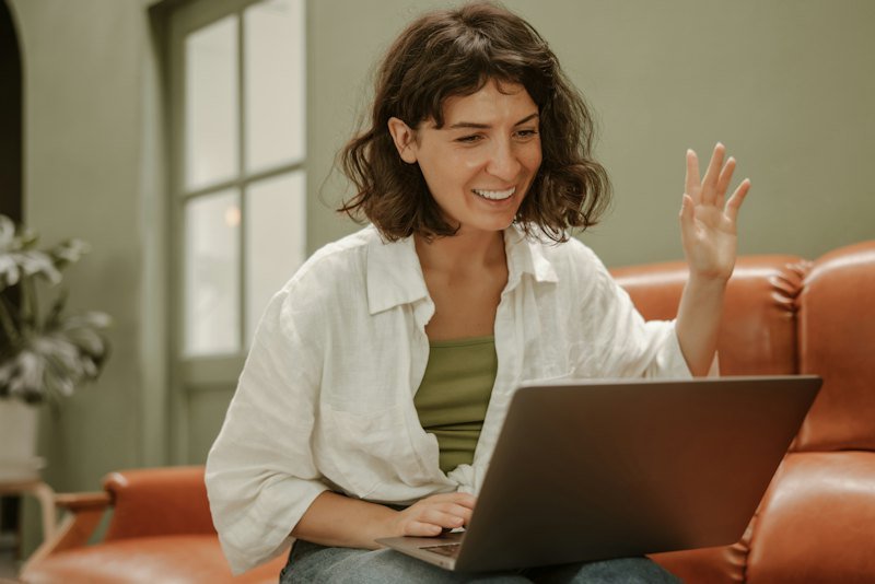 Woman on a video session